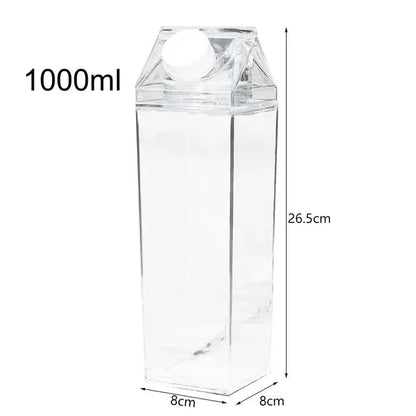 Milk Carton Water Bottle Plastic Square Transparent Drink Storage | Bowlift