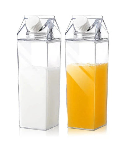 Milk Carton Water Bottle Plastic Square Transparent Drink Storage | Bowlift