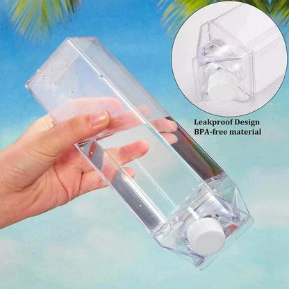 Milk Carton Water Bottle Plastic Square Transparent Drink Storage | Bowlift