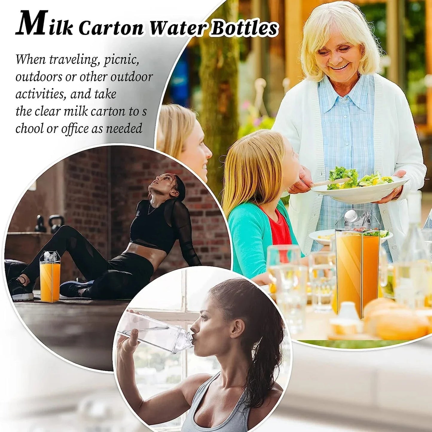 Milk Carton Water Bottle Plastic Square Transparent Drink Storage | Bowlift