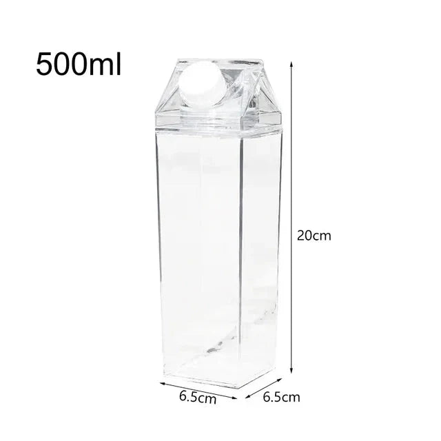 Milk Carton Water Bottle Plastic Square Transparent Drink Storage | Bowlift
