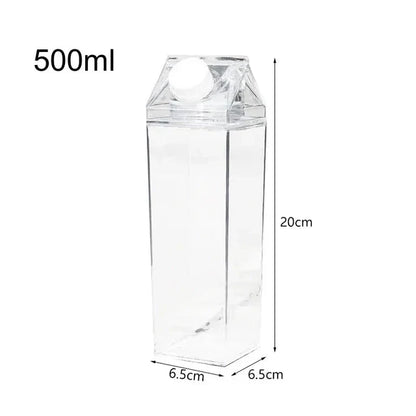 Milk Carton Water Bottle Plastic Square Transparent Drink Storage | Bowlift