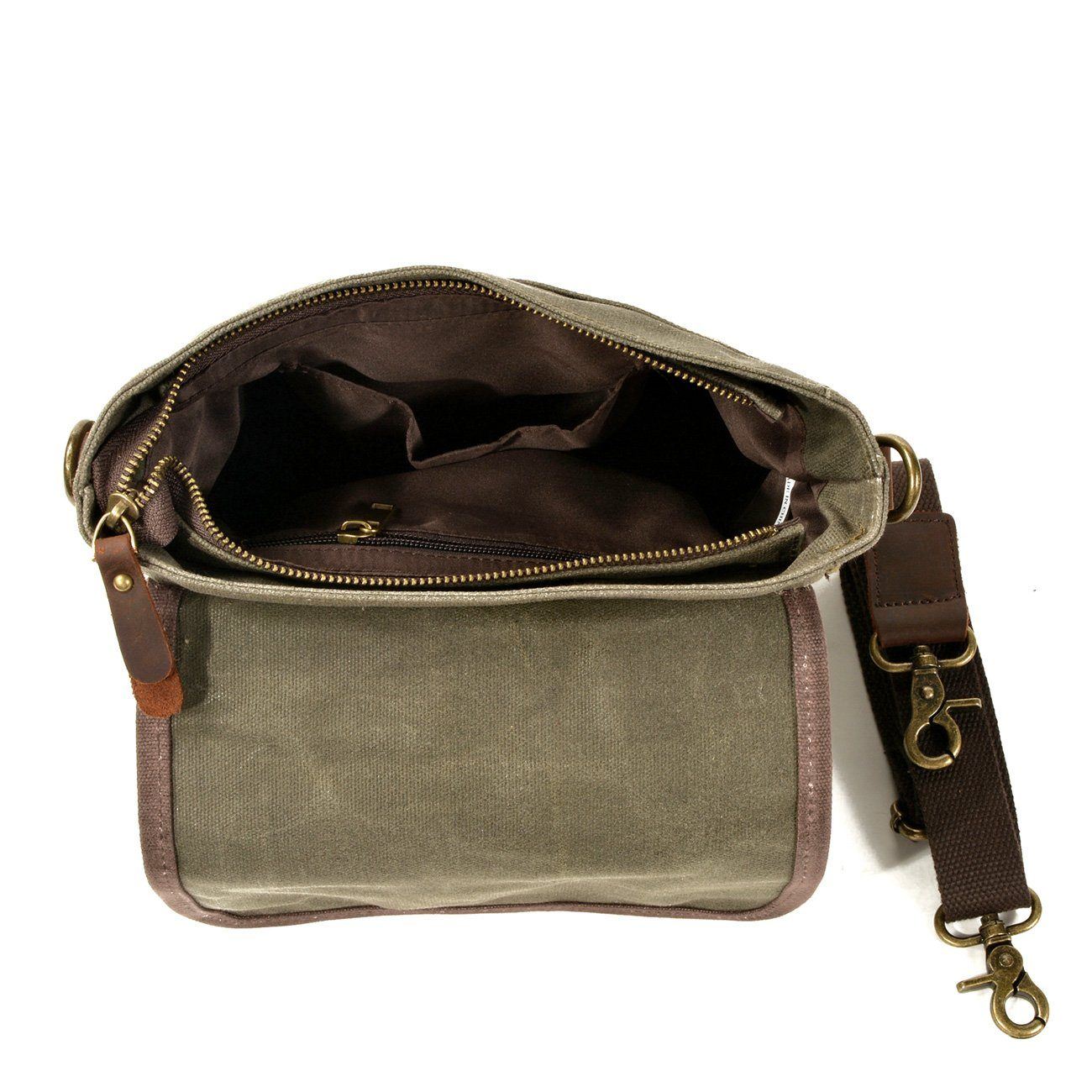HorizonPath – Compact Vintage Shoulder Bag – High-quality waxed cotton and full-grain leather
