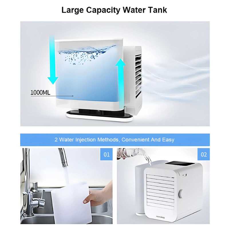 BowLift | MicroCool Mini Air Conditioner Portable Evaporative Swamp Cooler with 1000ml Water Tank