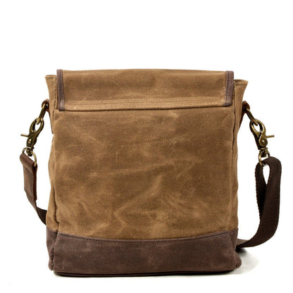 HorizonPath – Compact Vintage Shoulder Bag – High-quality waxed cotton and full-grain leather