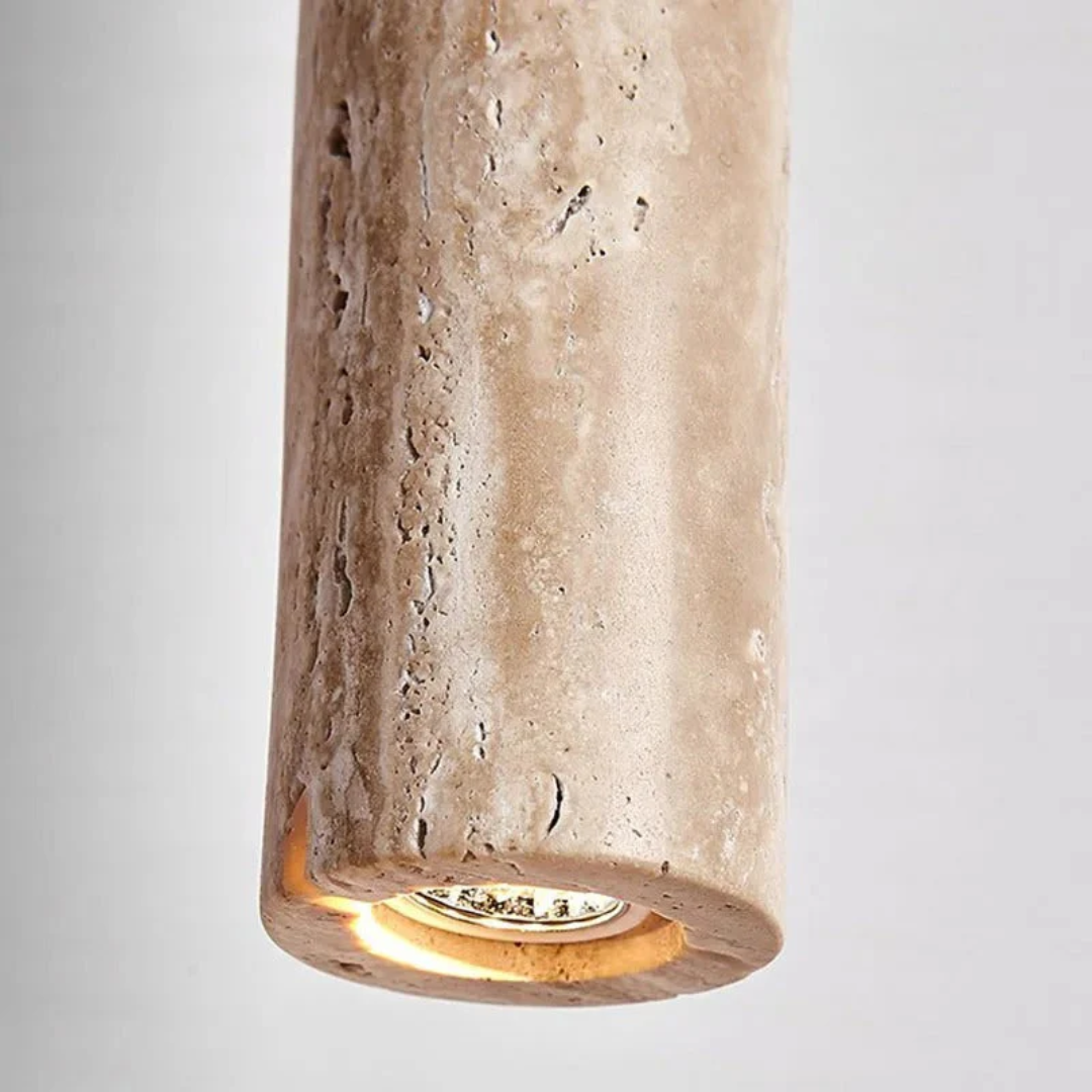 BowLift | Minimalist Travertine Wabi-Sabi Style LED Chandelier - LumoLine
