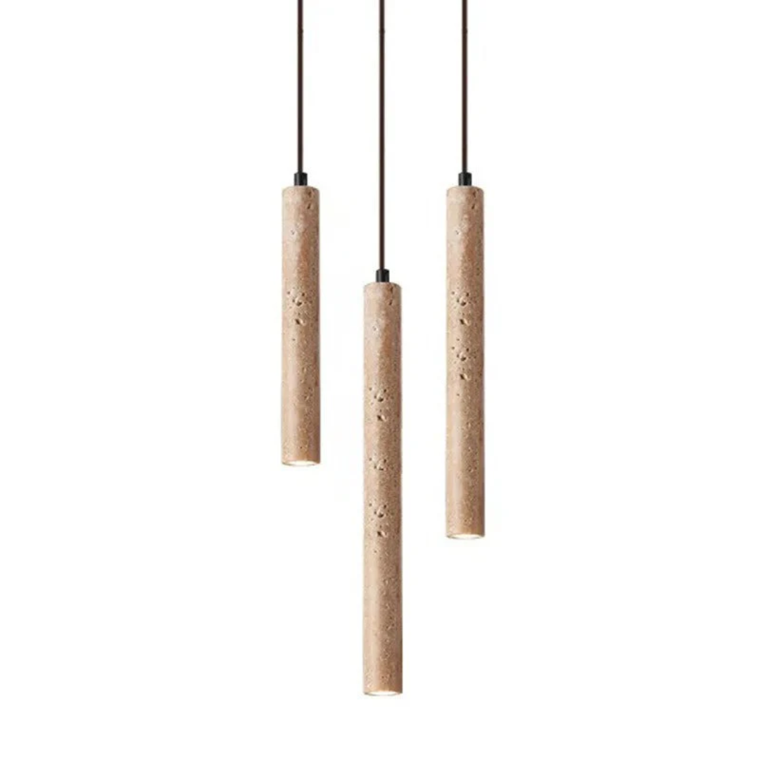BowLift | Minimalist Travertine Wabi-Sabi Style LED Chandelier - LumoLine