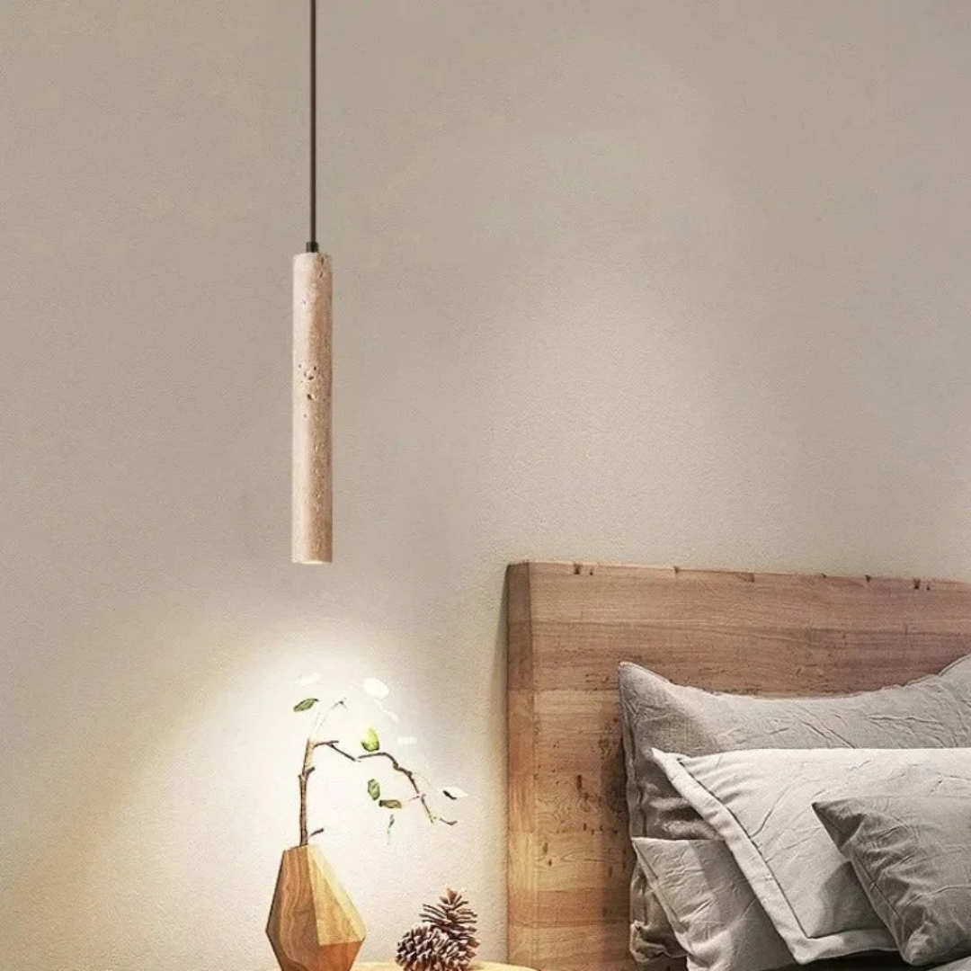 BowLift | Minimalist Travertine Wabi-Sabi Style LED Chandelier - LumoLine