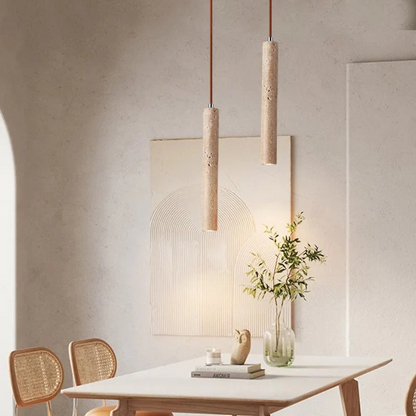 BowLift | Minimalist Travertine Wabi-Sabi Style LED Chandelier - LumoLine