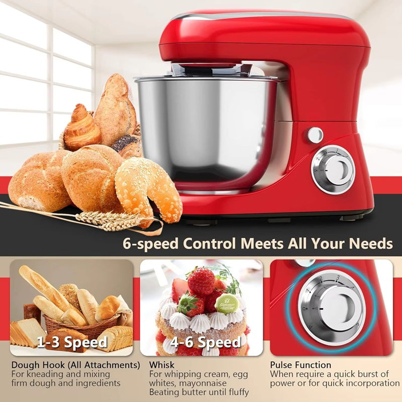 BowLift | Powerful 6-Speed Stand Mixer with 5.3Qt Stainless Steel Bowl and Versatile Attachments