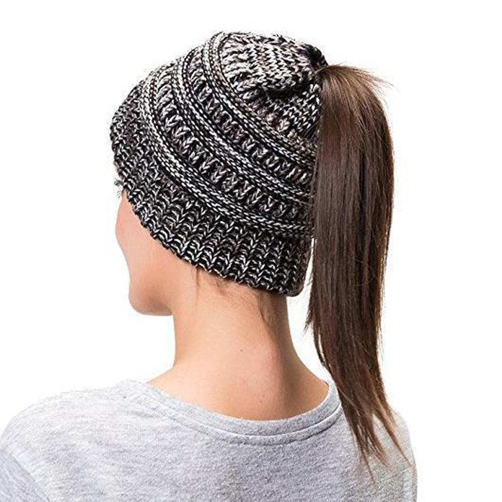 Skanto | Women's Soft Knit Ponytail Hat – Casual Winter Beanie