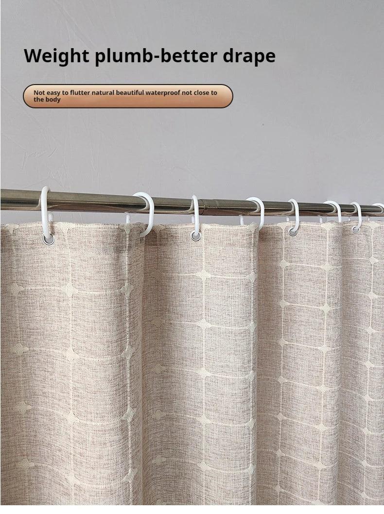 BowLift | Modern Jacquard Linen Shower Curtain with Tassels (1 pcs) │ For Nordic Bathroom Decoration
