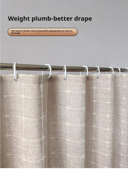 BowLift | Modern Jacquard Linen Shower Curtain with Tassels (1 pcs) │ For Nordic Bathroom Decoration