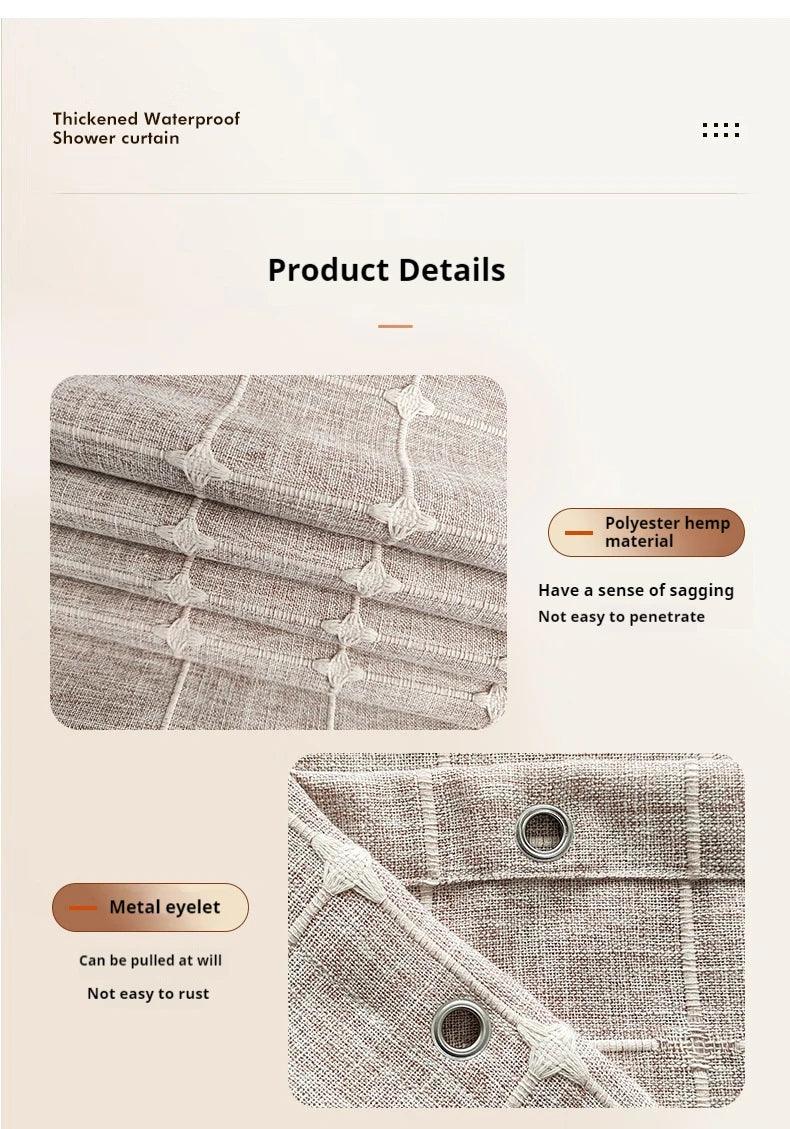 BowLift | Modern Jacquard Linen Shower Curtain with Tassels (1 pcs) │ For Nordic Bathroom Decoration
