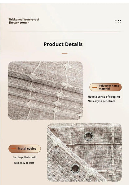 BowLift | Modern Jacquard Linen Shower Curtain with Tassels (1 pcs) │ For Nordic Bathroom Decoration
