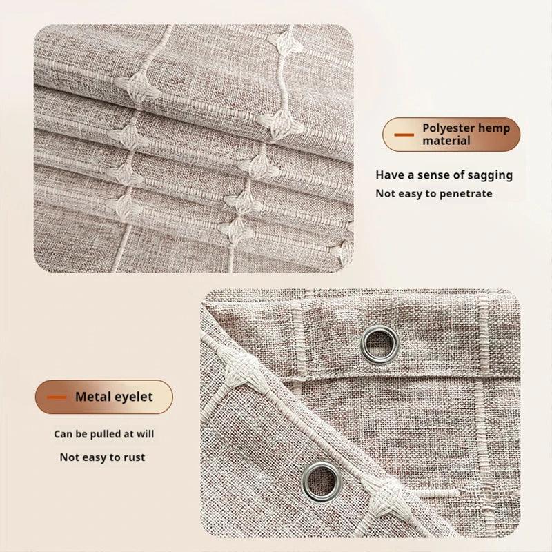 BowLift | Modern Jacquard Linen Shower Curtain with Tassels (1 pcs) │ For Nordic Bathroom Decoration