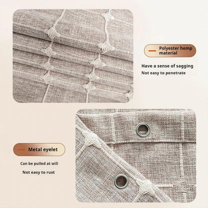 BowLift | Modern Jacquard Linen Shower Curtain with Tassels (1 pcs) │ For Nordic Bathroom Decoration