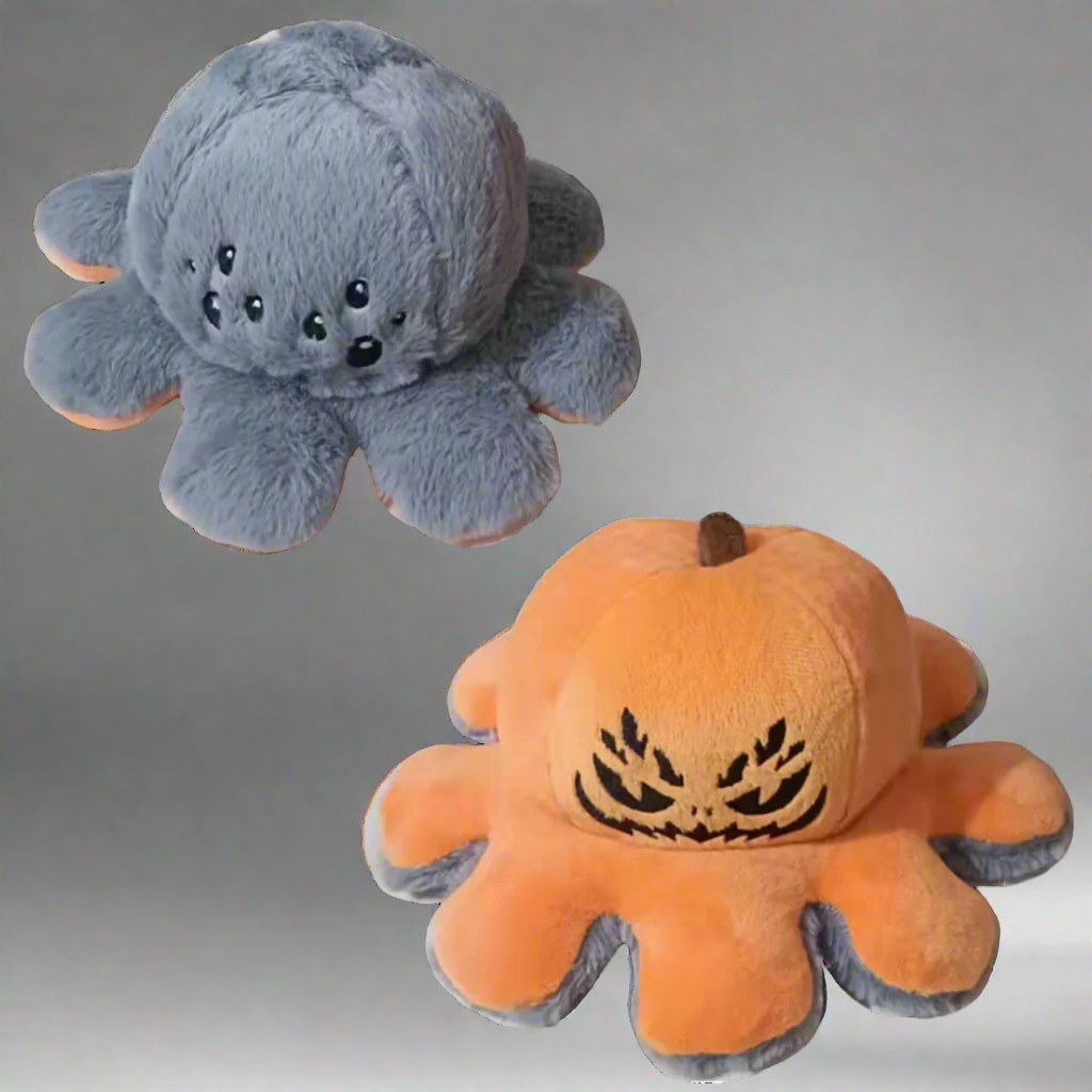 Reversible plush toy octopus