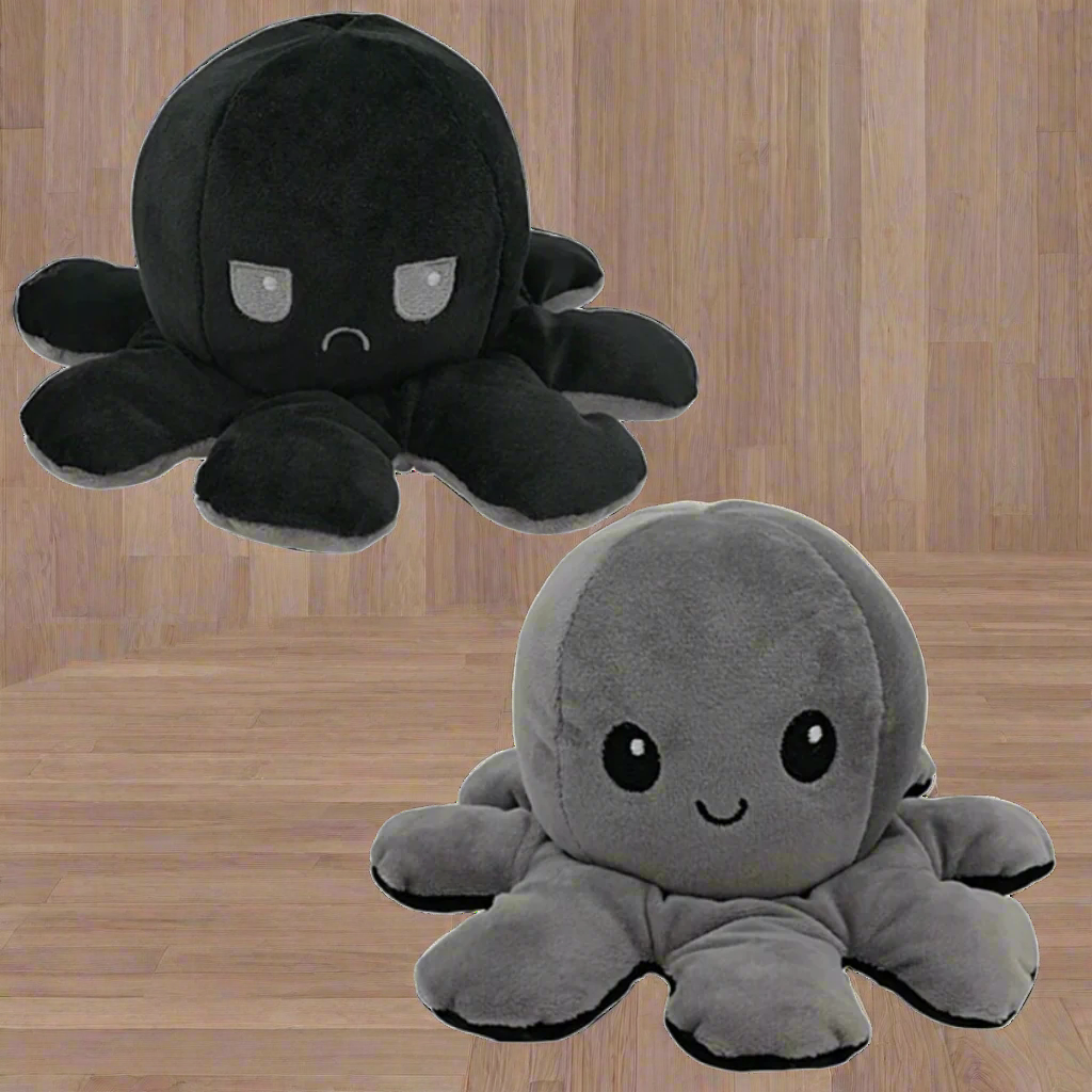 Reversible plush toy octopus