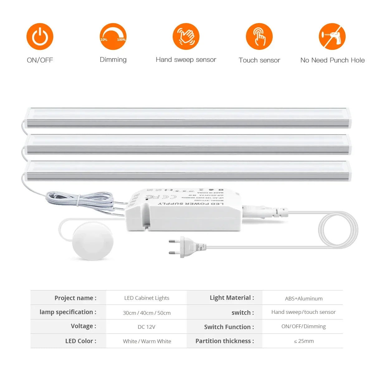 Motion Touch Sensor LED Lights Wireless Light Penetrable Wood Aluminum Bar | Bowlift