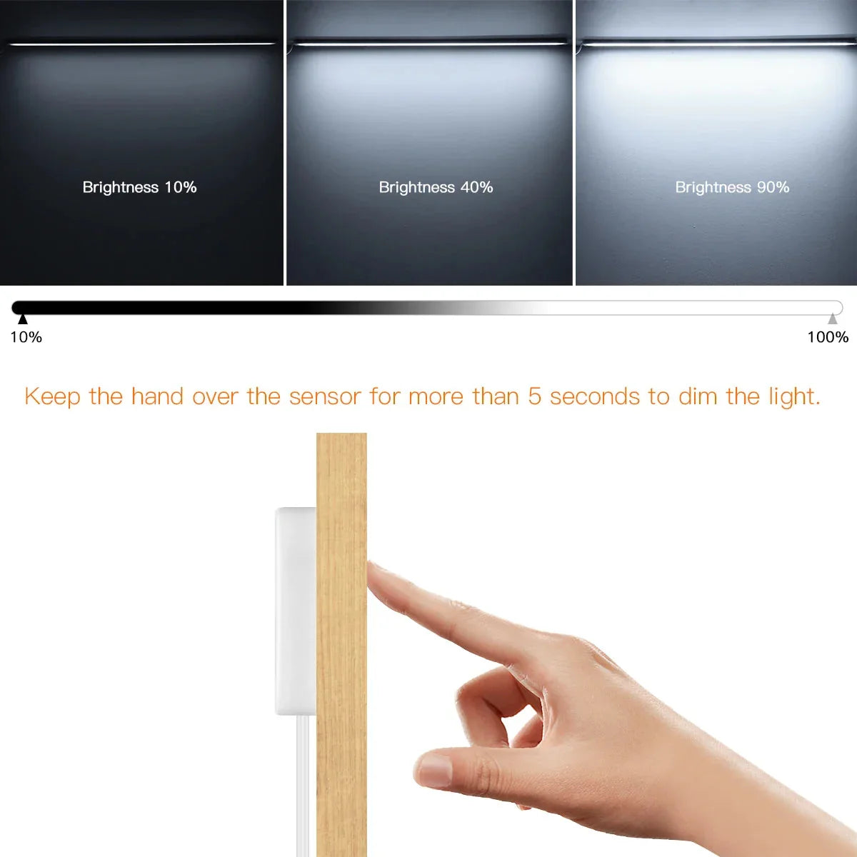 Motion Touch Sensor LED Lights Wireless Light Penetrable Wood Aluminum Bar | Bowlift