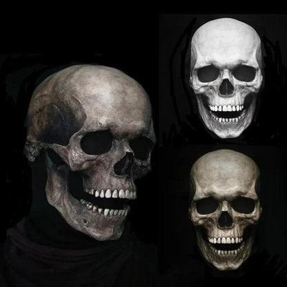 Skull mask with movable jaw, realistic latex full-head costume