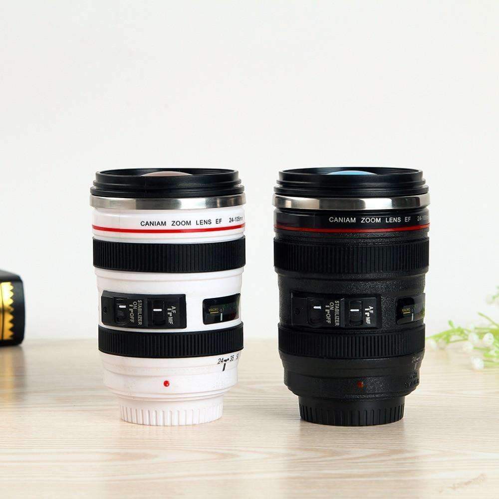 BowLift | Camera Lens Shape Cup Coffee Tea Travel Mug Stainless Steel