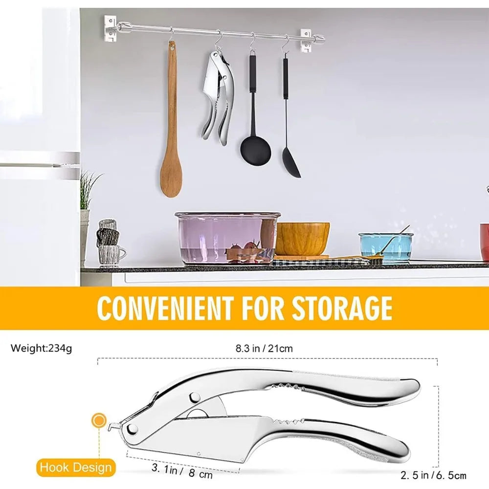 Multipurpose Handheld Stainless Steel Garlic Press Slicer Crusher | Bowlift
