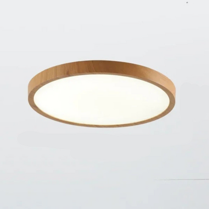 Skanto | Modern Circular Ceiling Lamp with Adjustable LED Lighting in Warm Walnut Finish for Living Room and Bedroom