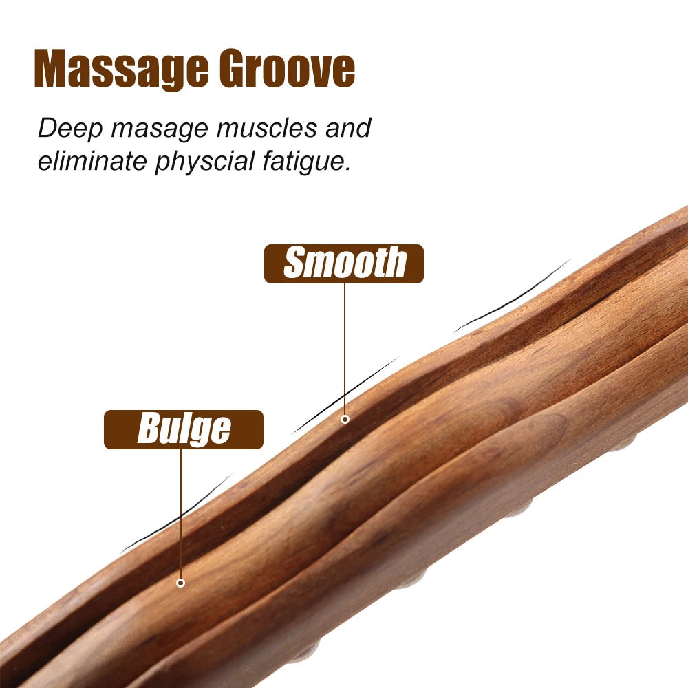 WoodRelax Gua Sha Massage Stick – 60 cm massage tool made of natural wood for deep muscle relaxation | Karnz