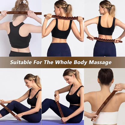 WoodRelax Gua Sha Massage Stick – 60 cm massage tool made of natural wood for deep muscle relaxation | Karnz