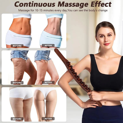 WoodRelax Gua Sha Massage Stick – 60 cm massage tool made of natural wood for deep muscle relaxation | Karnz