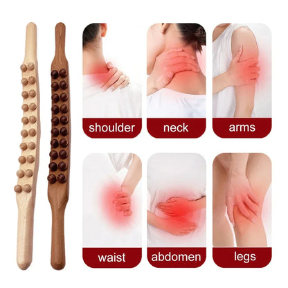 WoodRelax Gua Sha Massage Stick – 60 cm massage tool made of natural wood for deep muscle relaxation | Karnz
