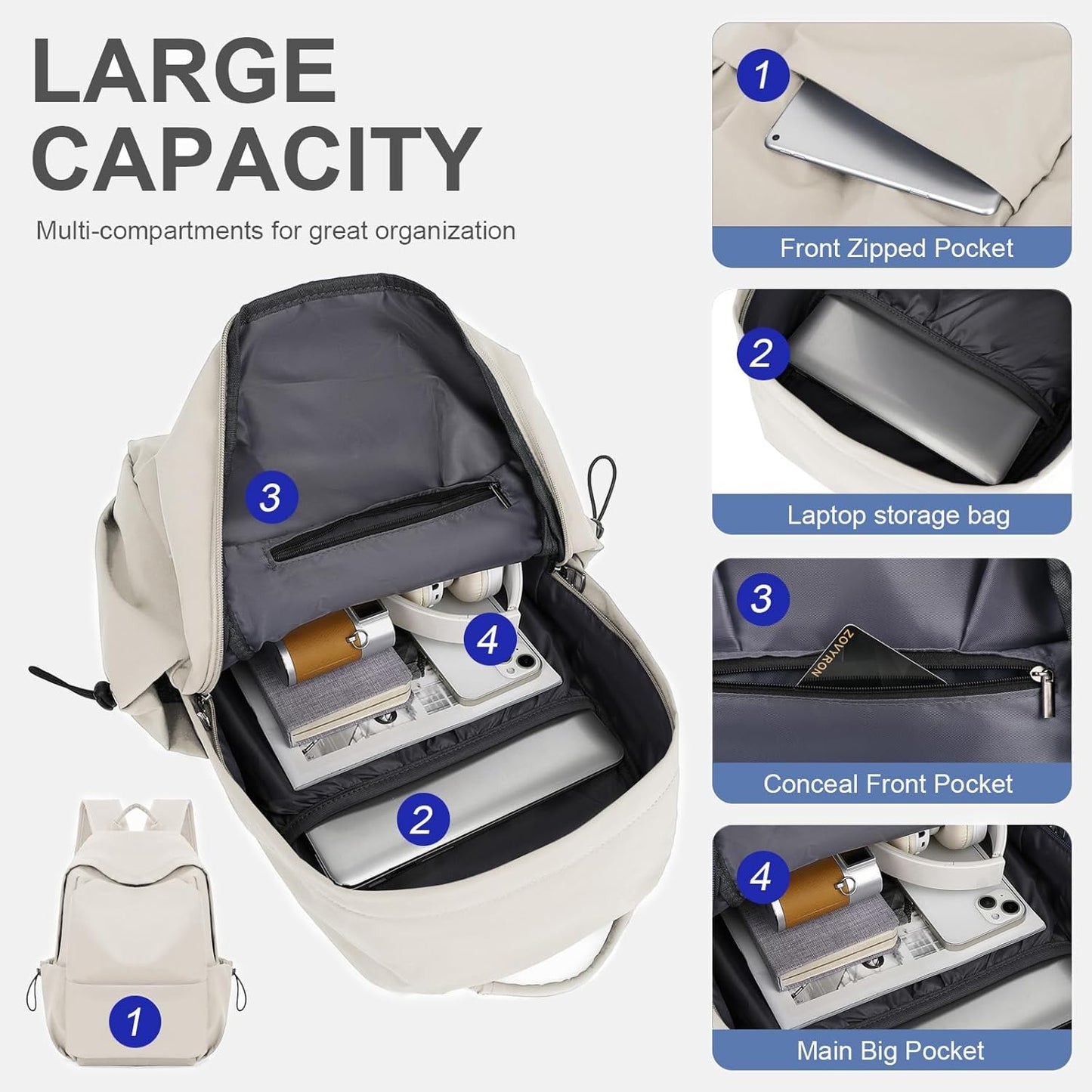 Lightweight Water-Resistant Laptop & Travel Backpack with Organised Compartments | Kalsten