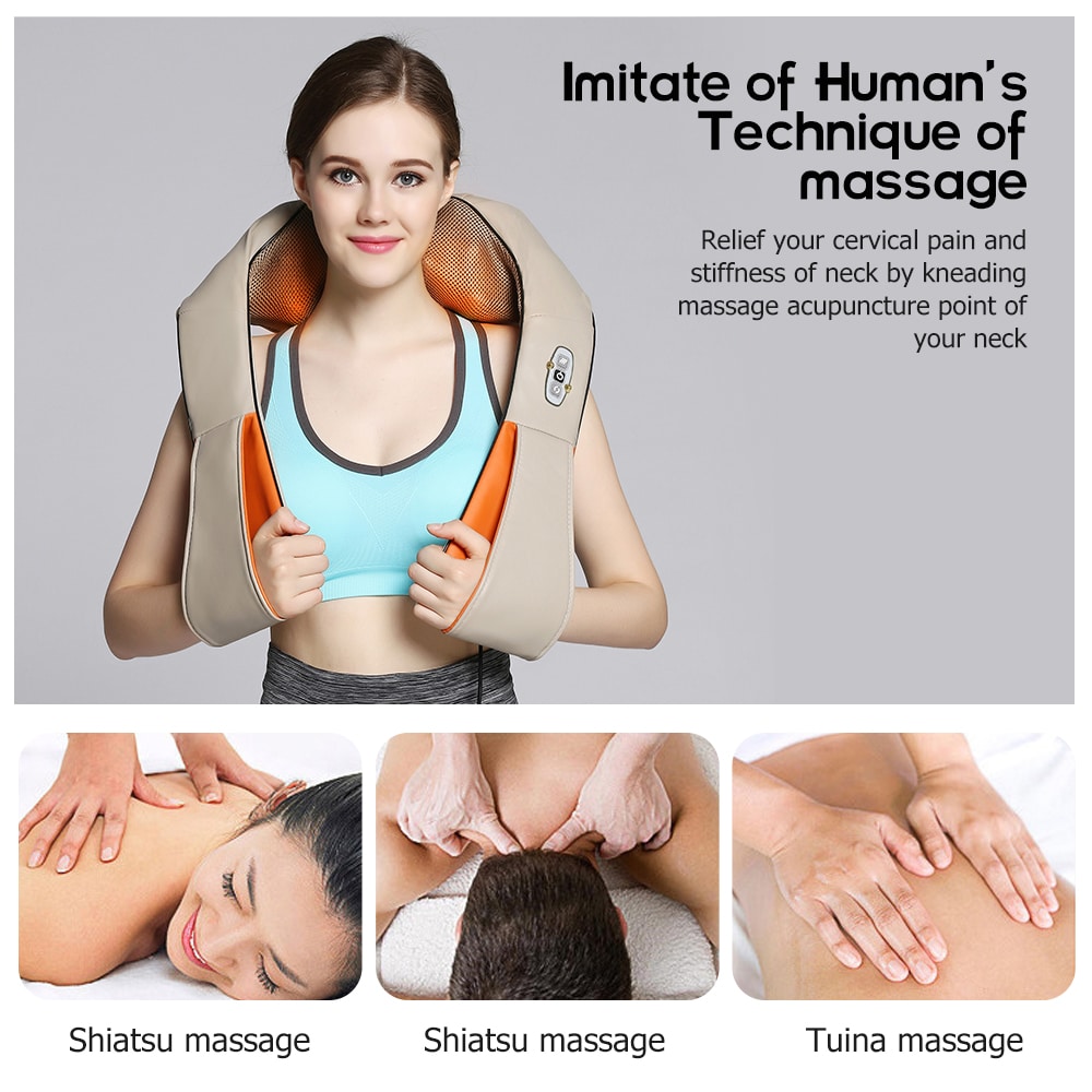 Skanto | RelaxPro Massage Pillow – Shiatsu Heat Pad for Neck, Shoulders, and Back