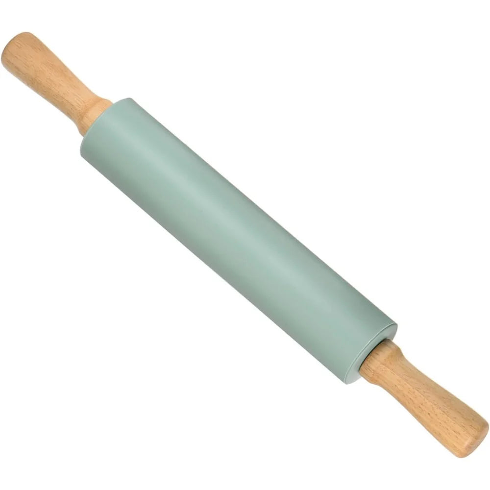 Non-stick silicone rolling pin with wooden handles | Karnz