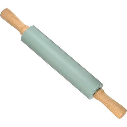 Non-stick silicone rolling pin with wooden handles | Karnz