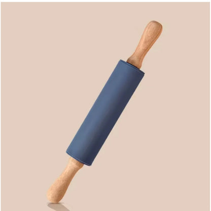 Non-stick silicone rolling pin with wooden handles | Karnz