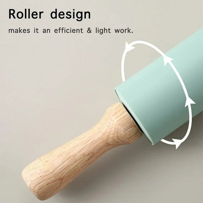 Non-stick silicone rolling pin with wooden handles | Karnz