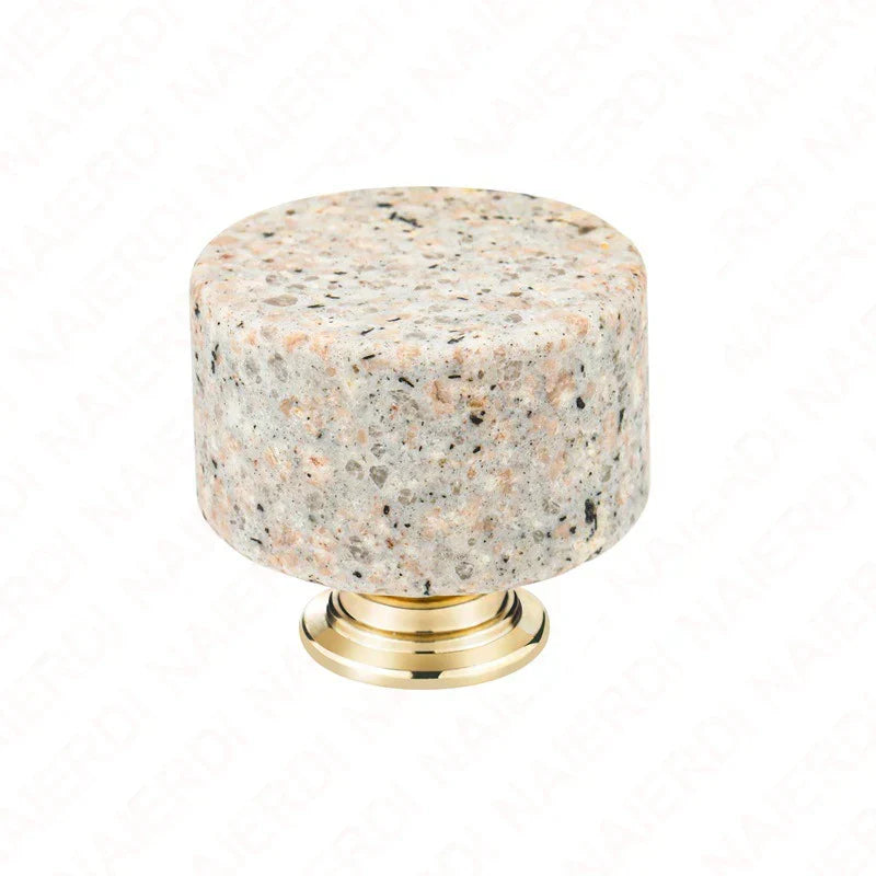 Nordic Marble Cabinet Knobs Aluminum Base Single Hole Drawer Pulls | Bowlift