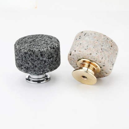 Nordic Marble Cabinet Knobs Aluminum Base Single Hole Drawer Pulls | Bowlift