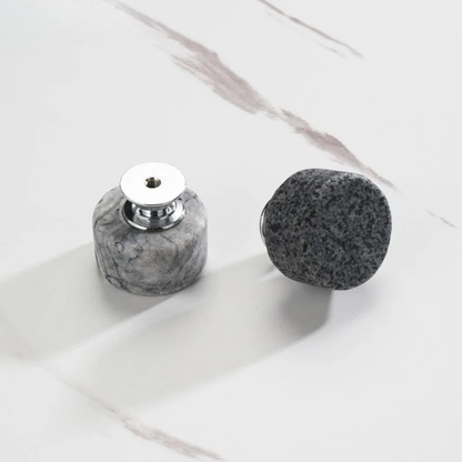Nordic Marble Cabinet Knobs Aluminum Base Single Hole Drawer Pulls | Bowlift