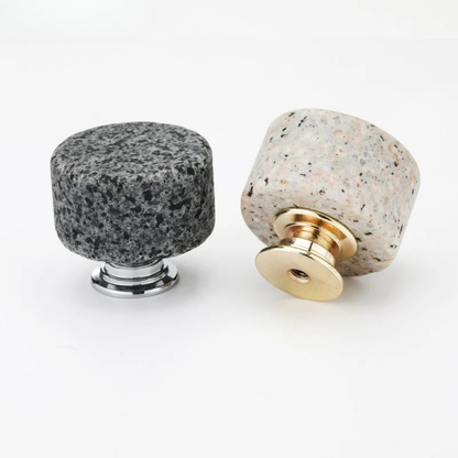 Nordic Marble Cabinet Knobs Aluminum Base Single Hole Drawer Pulls | Bowlift