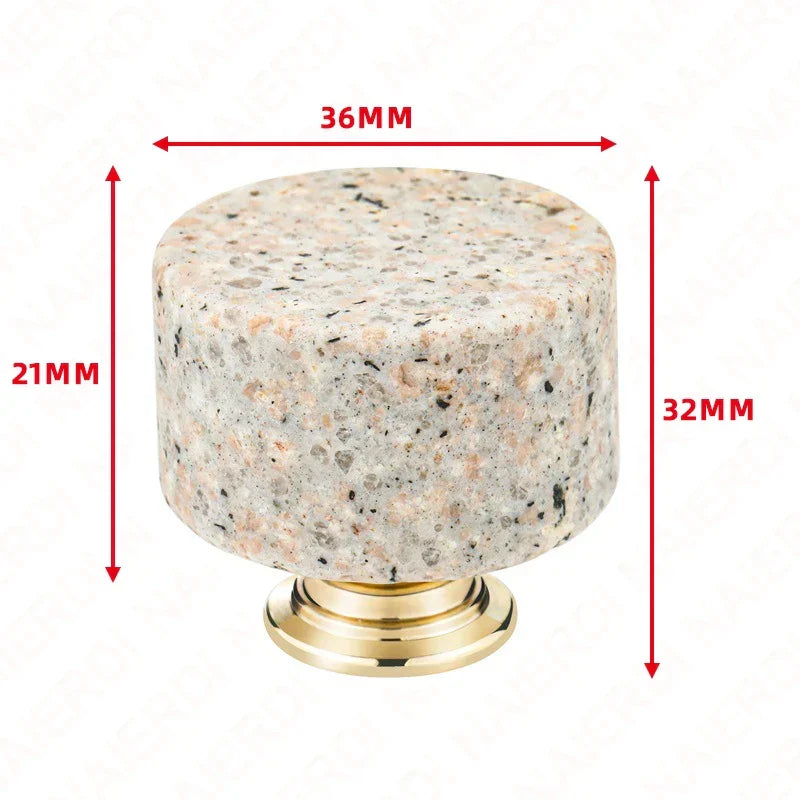 Nordic Marble Cabinet Knobs Aluminum Base Single Hole Drawer Pulls | Bowlift