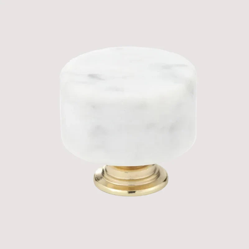 Nordic Marble Cabinet Knobs Aluminum Base Single Hole Drawer Pulls | Bowlift