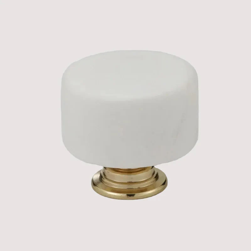 Nordic Marble Cabinet Knobs Aluminum Base Single Hole Drawer Pulls | Bowlift