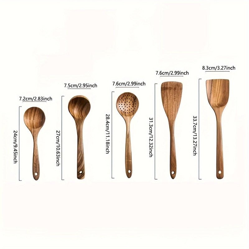 Skanto | FJORDFLAME SET – Sustainable 5-Piece Teak Wood Kitchen Utensil Set