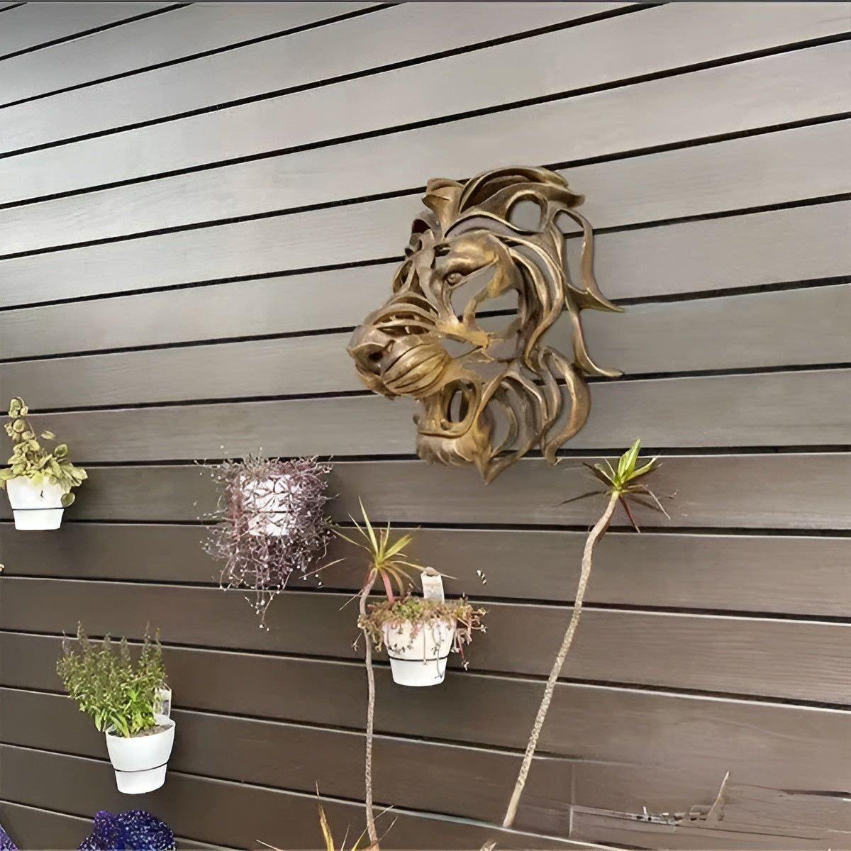 Exquisite gilded lion head wall sculpture Karnz