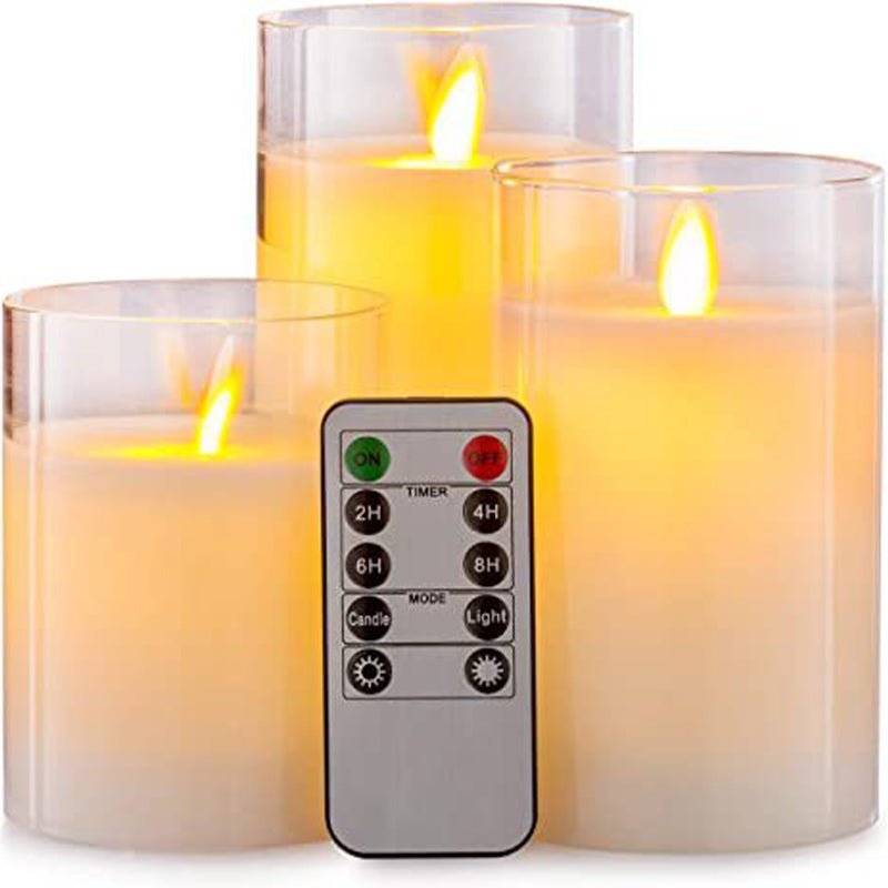 LED candle with remote control & timer in glass design | Kalsten