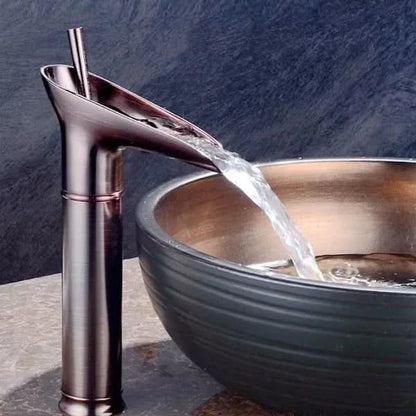 Skanto | Antique Brass Waterfall Bathroom Faucet